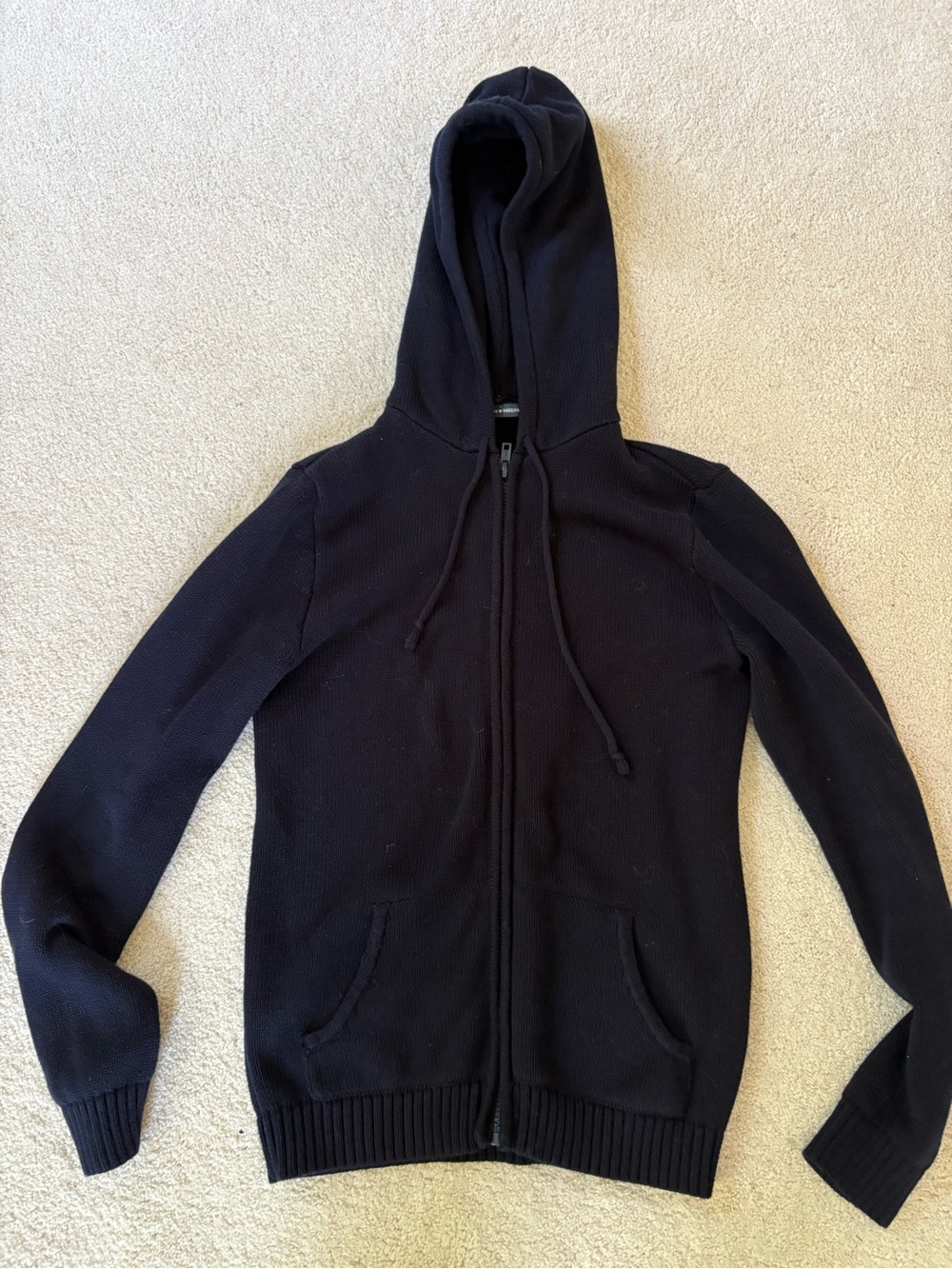 Brandy Melville Navy blue Hooded Zip Cardigan Sweater